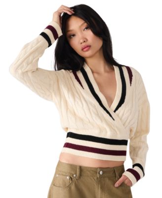 Women's Addison V-Neck Varsity Cable Sweater