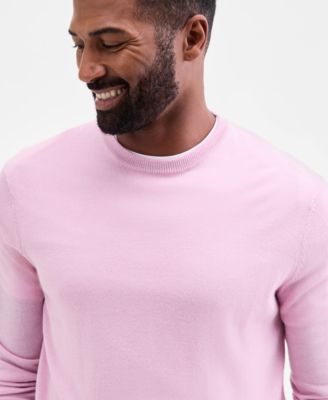 Men's Solid Crew Neck Merino Wool Blend Sweater, Created for Macy's 