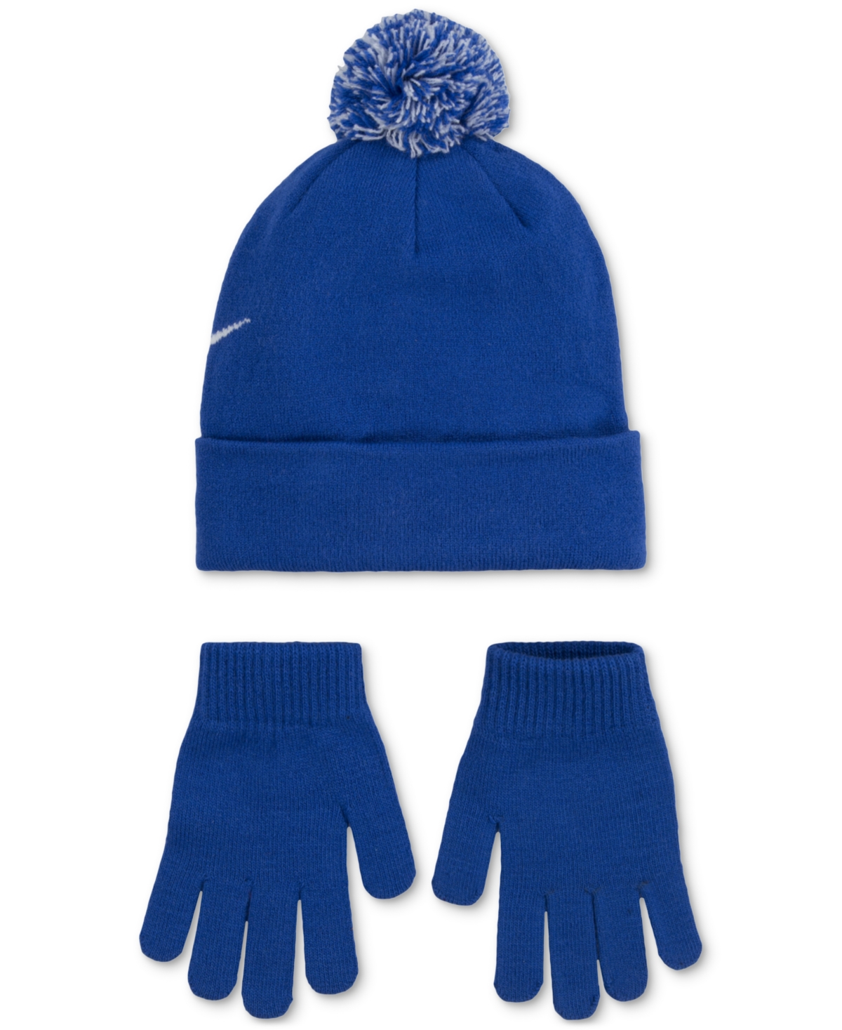 Nike Big Boys 2-piece Swoosh Beanie And Gloves Set In Blue