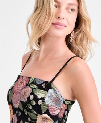 Juniors' Jacquard Floral Bubble-Hem Dress