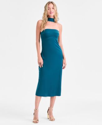 SENI & CADE - Juniors' Straight-Neck Strapless Scarf Dress