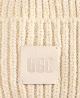 Women's Chunky Rib-Knit Logo-Patch Beanie