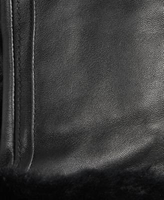 Sheepskin-Cuff Leather Gloves