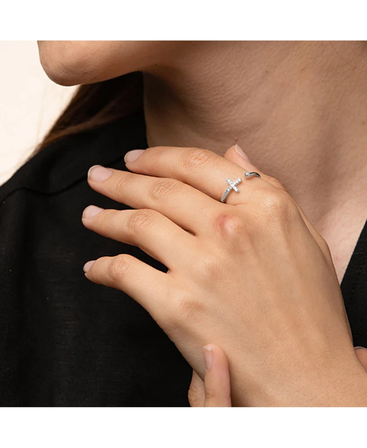 Horizontal Cross Adjustable Bracelet, Necklace & Ring Set