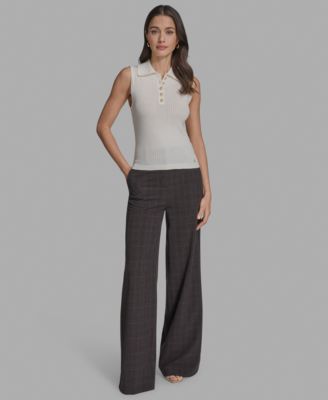 BCBG - Women's Cotton Collared Sleeveless Knit Top