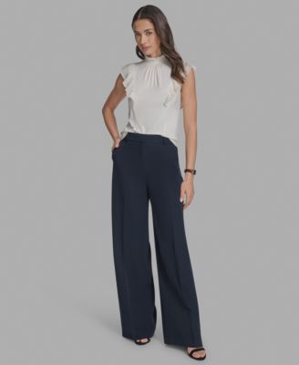 Women's Mock Neck Knit Flutter-Sleeve Top