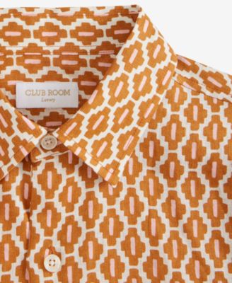 Men's Short-Sleeve Tonelle Geo-Print Linen Shirt, Macy's Exclusive