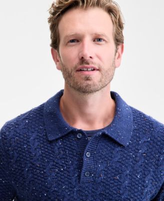 Men's Donegal Cable-Knit Polo Sweater, Macy's Exclusive 