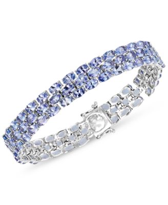 Macy's - Tanzanite Oval-Cut Triple Row Bracelet (17-3/8 ct. t.w.) in Sterling Silver
