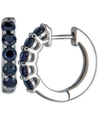 Macy's - Sapphire Small Hoop Earrings (1 ct. t.w.) in Sterling Silver, 0.47"