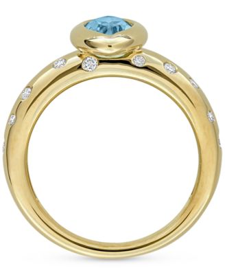 Blue Topaz (3/4 ct. t.w.) & Diamond (1/4 ct. t.w.) Band in 10k Gold