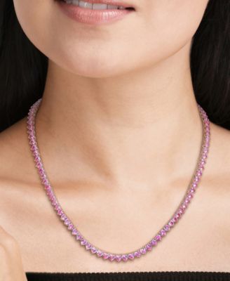 Lab-Created Gemstone 18" Collar Necklace in 18k Gold Plated Over Sterling Silver