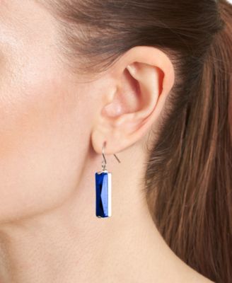 Color Crystal Rectangle Drop Earrings in Sterling Silver