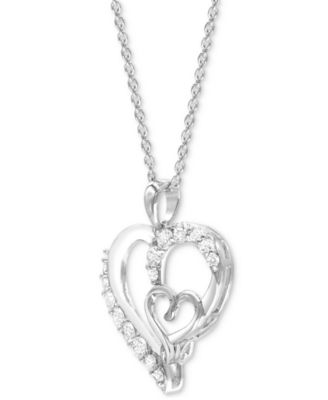 Lab Grown White Sapphire (3/4 ct. t.w.) 18" Heart Pendant Necklace in Sterling Silver