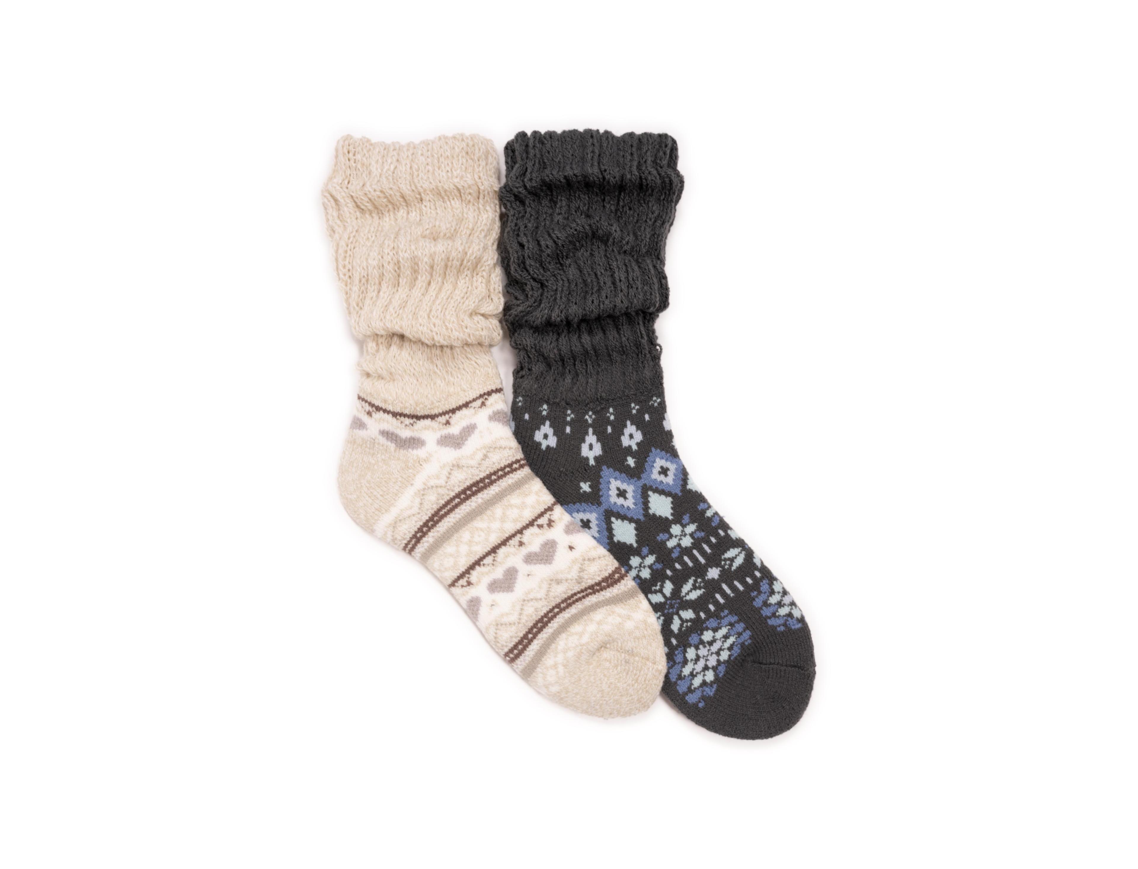 Muk Luks Women's Slouch Heat Retainer Sock (2 Pair Pack)
