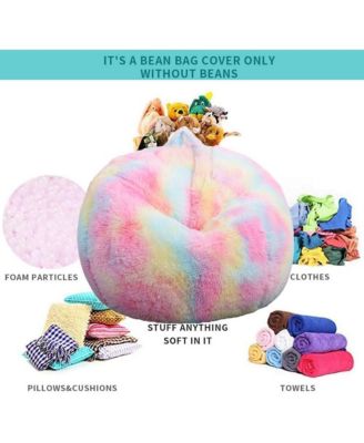 Sorbet Dreams Rainbow Fur Kids Bean Bag Chair, Multicolor, Large (No Filler)