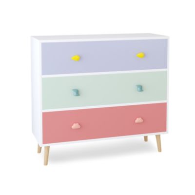 28.7" Kids Dresser 3 Drawers Wood Baby Nightstand Toddler Bedroom Storage Cabinet