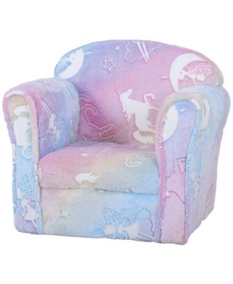 Toddler Sofa with Glow in the Dark Fairy Design & Wooden Frame, Upholstered Baby Sofa for 18-36 Months