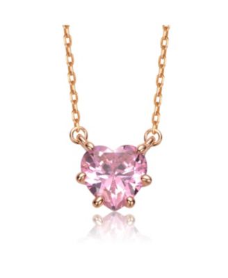 Heart-Shaped Colored Cubic Zirconia Solitaire Necklace