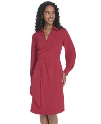 Women's Collared Long-Sleeve A-Line Dress