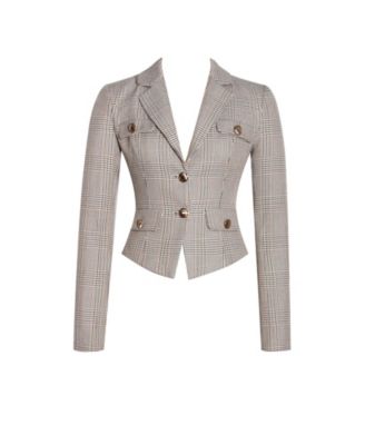 Women's Oakley Brown Plaid Preppy Style Blazer Jacket