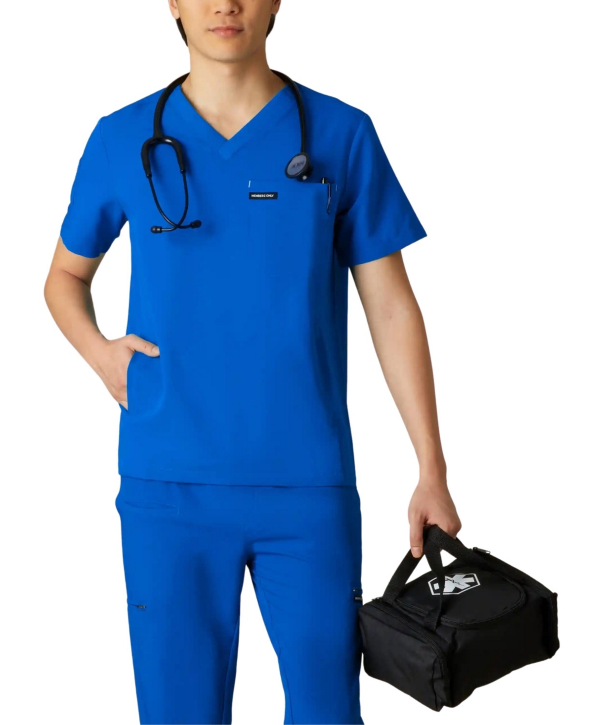 Men's Manchester 3-Pocket Scrub Top for Men - Black