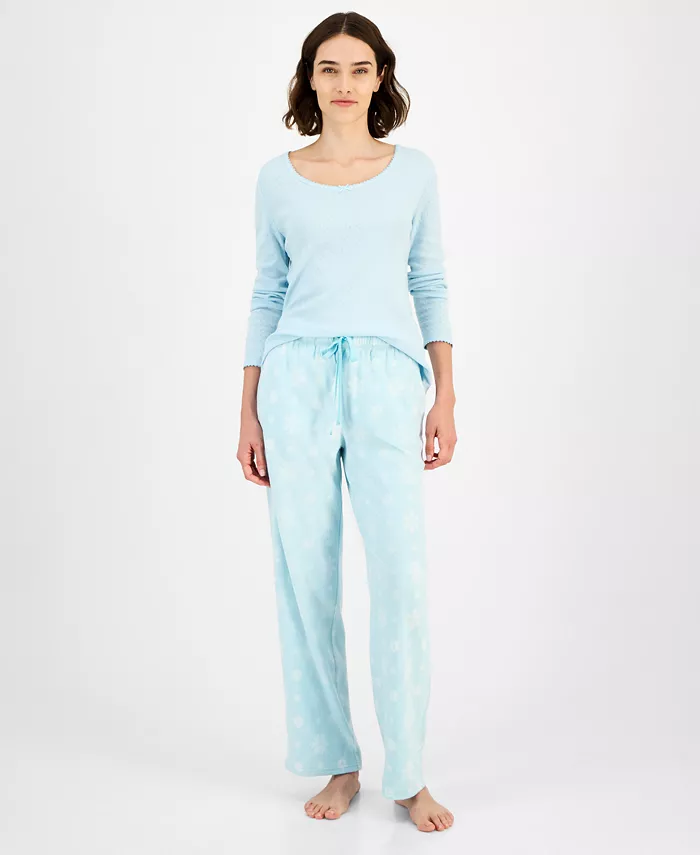 Women's Printed Fleece Pajama Pants - thumbnail 7