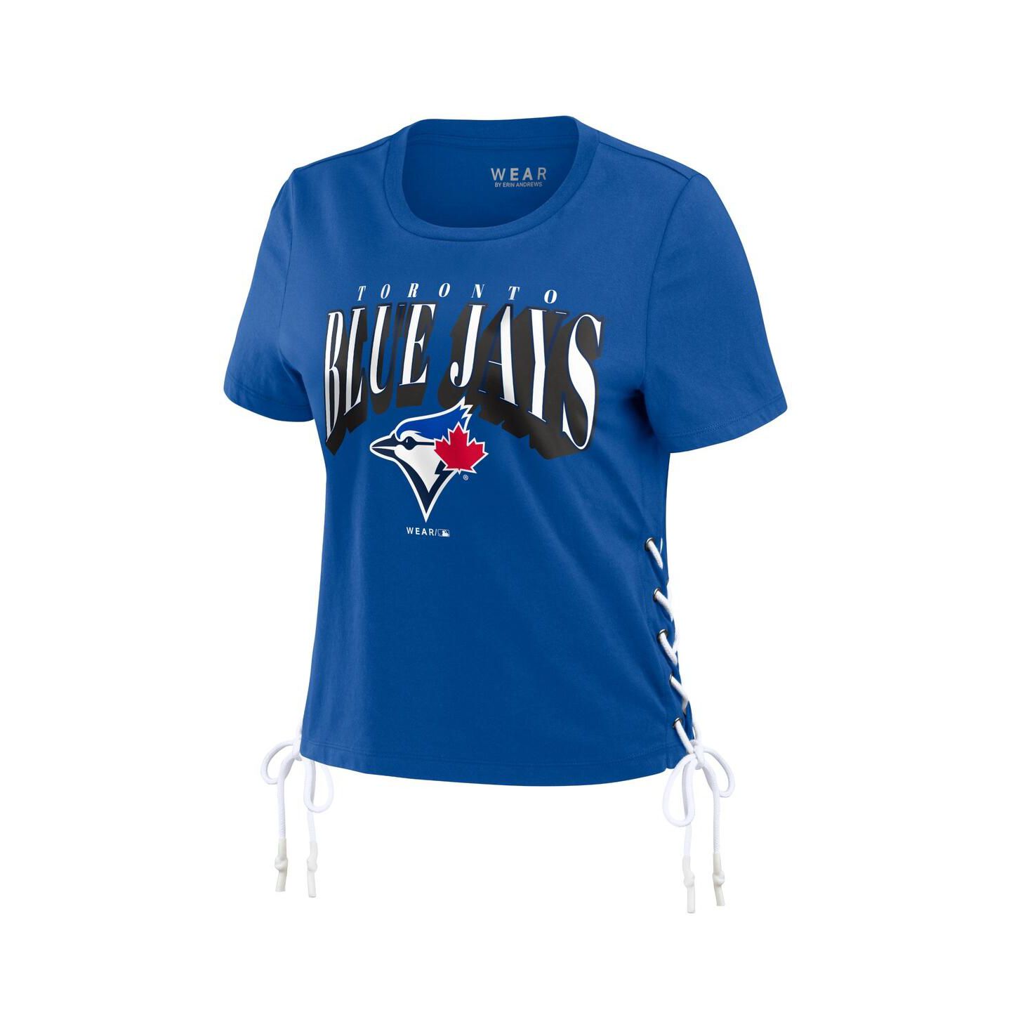 Женская футболка WEAR by Erin Andrews Royal Toronto Blue Jays Side Lace-Up Cropped — фото 2