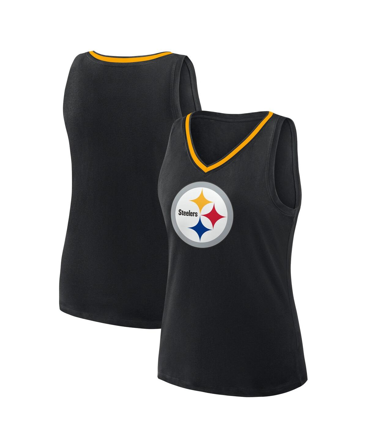Women's Black Pittsburgh Steelers Stellar Win V-Neck Tank Top - Black