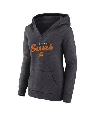 Women's Heather Charcoal Phoenix Suns Triumphant V-Neck Pullover Hoodie
