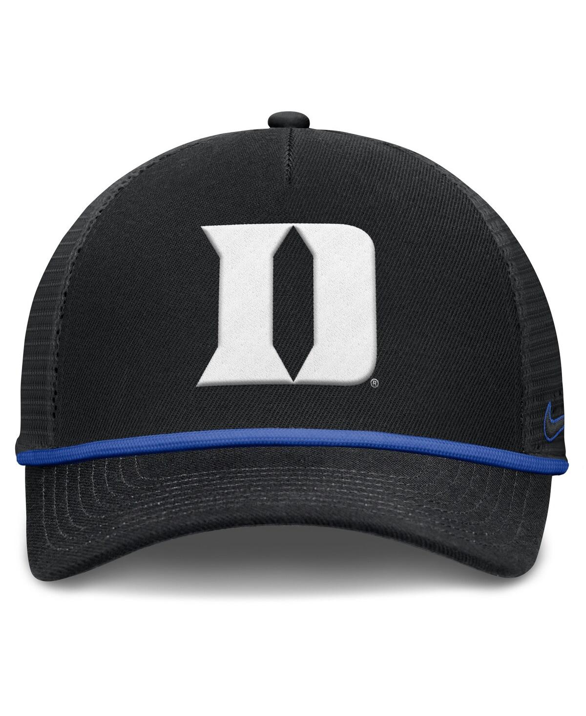 Nike Men's Black Duke Blue Devils Rise Primetime Trucker Adjustable Hat In Black