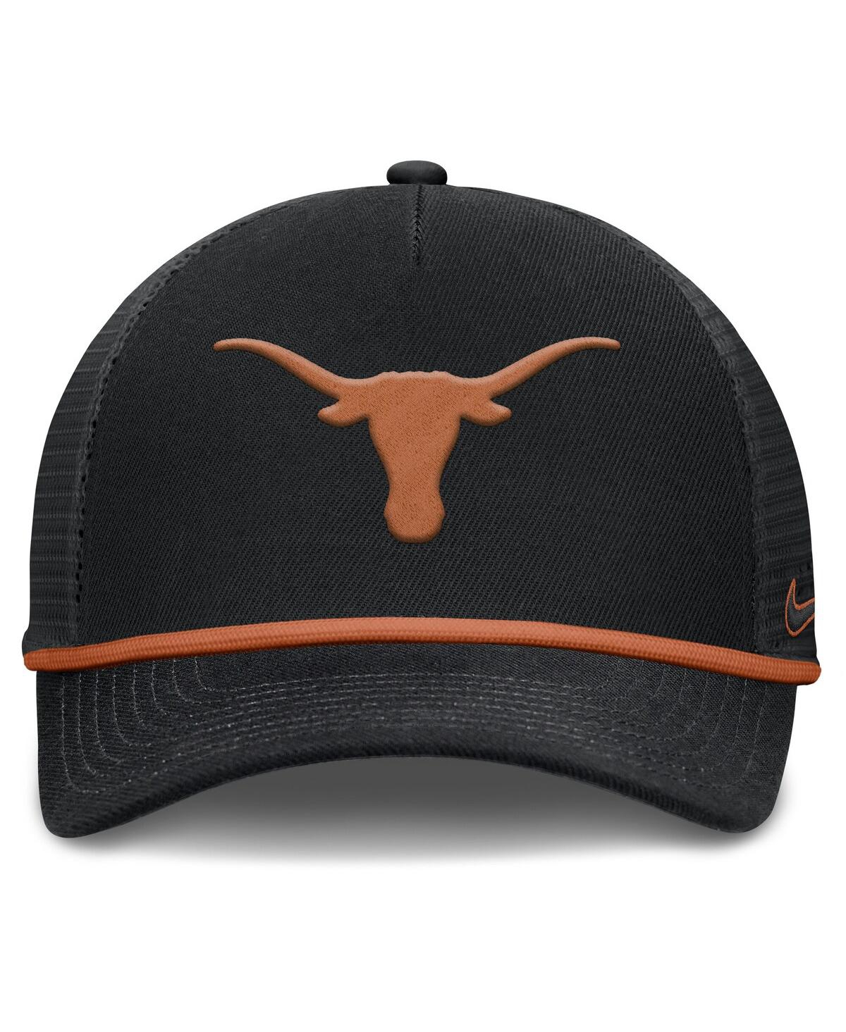 Nike Men's Black Texas Longhorns Rise Primetime Trucker Adjustable Hat In Black