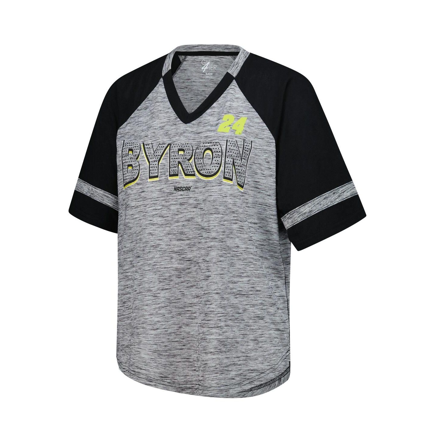 Женская футболка G-III 4Her by Carl Banks Heather Gray William Byron Hall of Fame Oversized Raglan V-Neck — фото 2