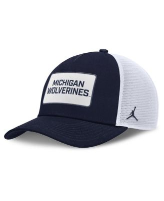 Jordan - Men's Navy/White Michigan Wolverines 2025 On-Field Rise Patch Trucker Adjustable Hat