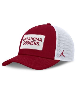 Jordan - Men's Crimson/White Oklahoma Sooners 2025 On-Field Rise Patch Trucker Adjustable Hat