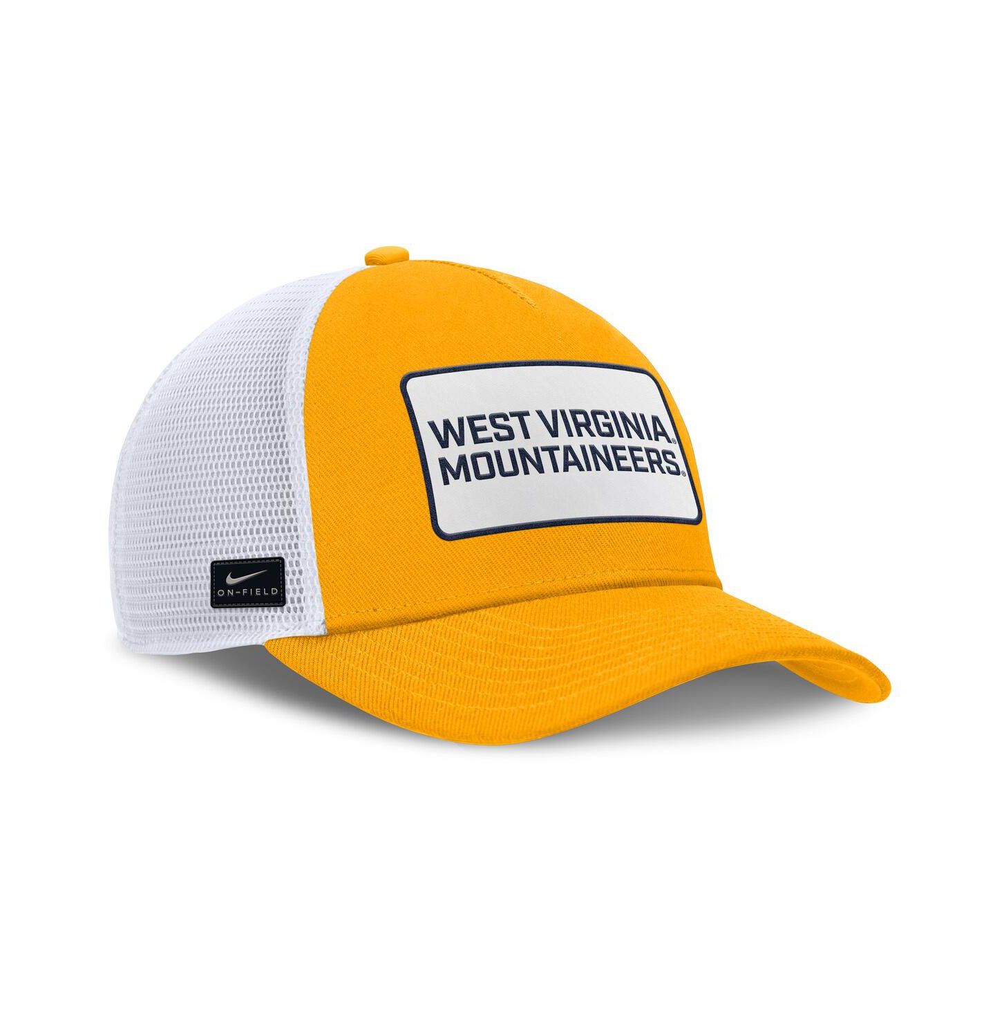 Мужская кепка Nike Gold/White West Virginia Mountaineers 2025 On-Field Rise Patch Trucker Adjustable Hat — фото 3