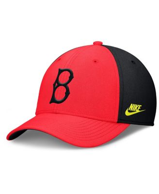 Nike - Men's Crimson/Black Brooklyn Dodgers Cooperstown Collection Neon 90s Rise SwooshFlex Adjustable Hat