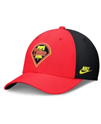 Nike - Men's Crimson/Black Philadelphia Phillies Neon 90s Rise SwooshFlex Hat