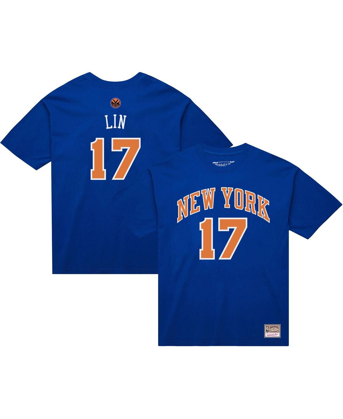 Мужская футболка Jeremy Lin Blue New York Knicks с именным номером Джереми Лина