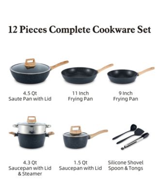 10-Piece Nonstick Ceramic Cookware Sets, Granite Pots and Pans Set with Silicone spatula