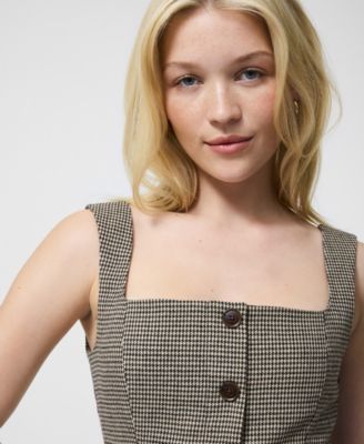 Women's Houndstooth Square-Neck Top