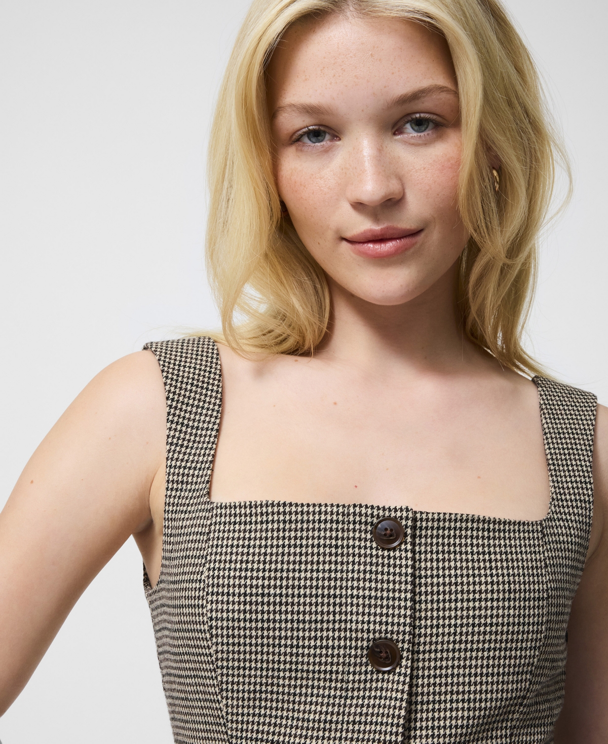 French Connection Houndstooth Sleeveless Top In Multi