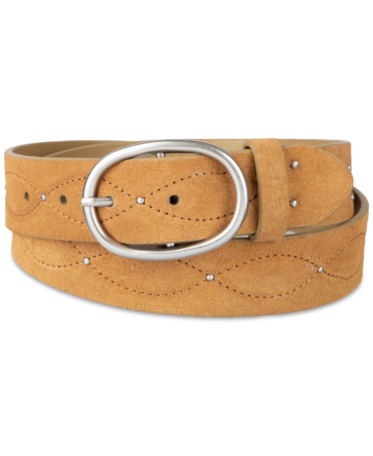 Levi's Western Stitched & Studded Suede Belt In Orange