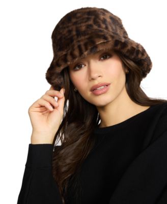 Zoe Leopard Print Faux Fur Bucket Hat