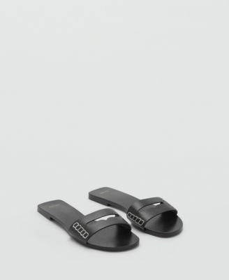MANGO - Women's Wide Strap Leather Sandals