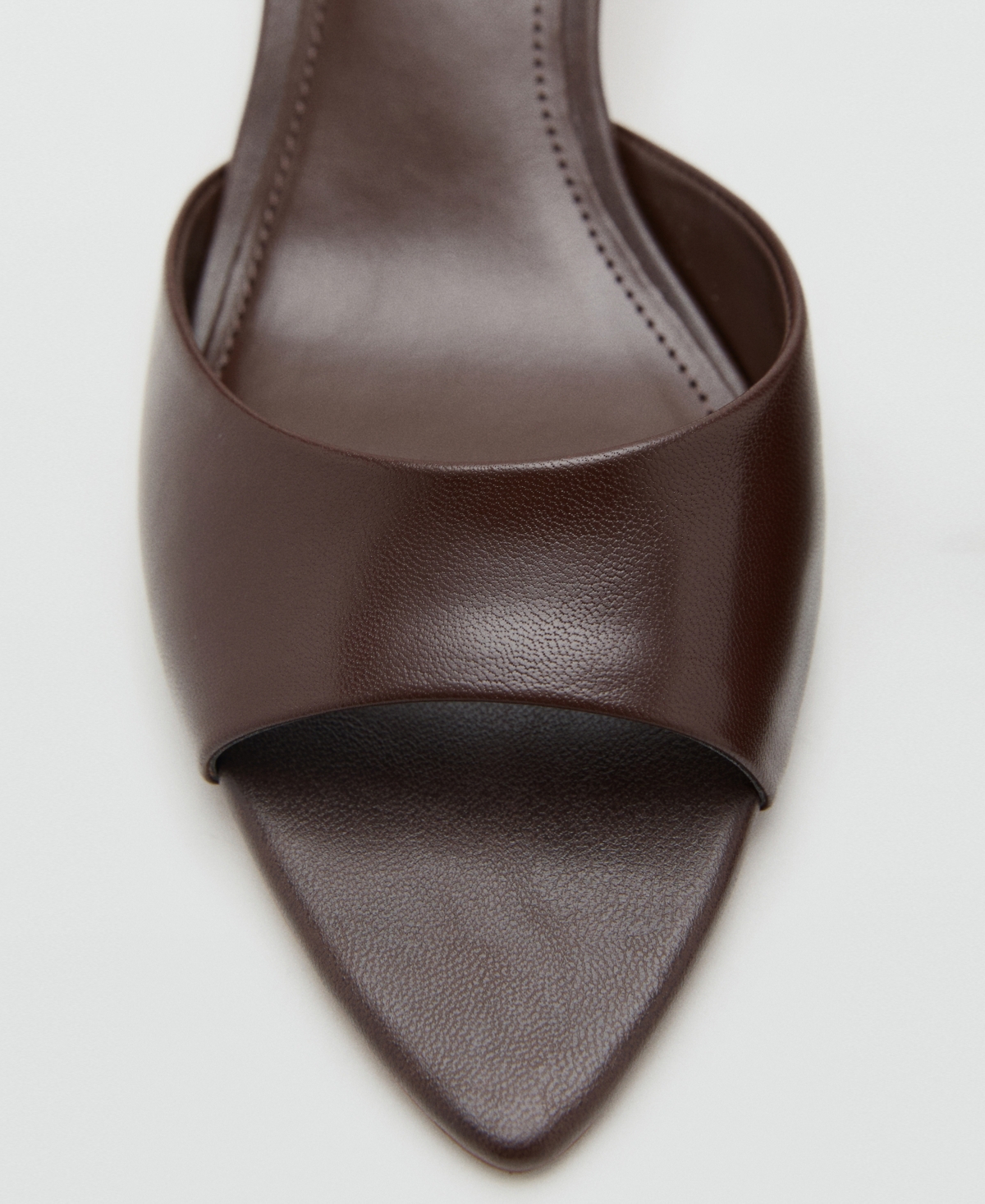 Mango Leather Open Back Heeled Sandals In Burgundy