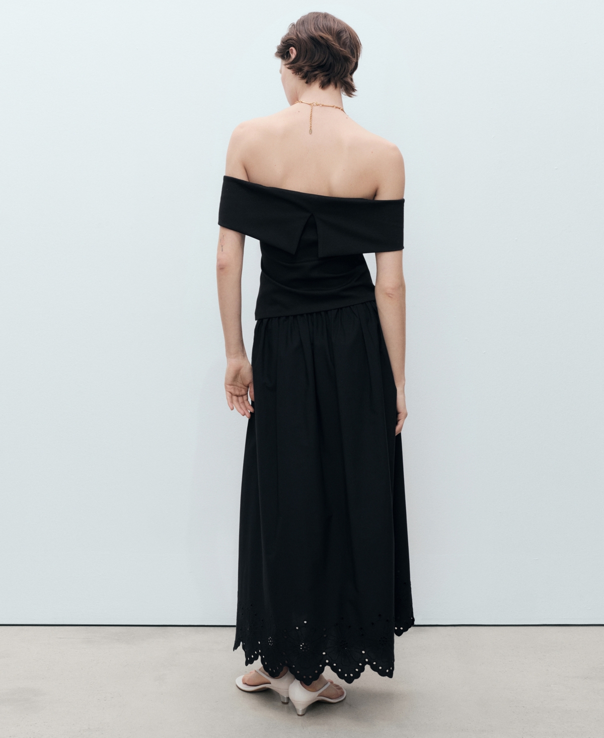 Mango Cotton Skirt With Embroidered Hem In Black