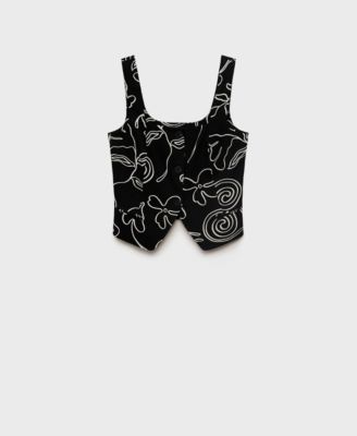 MANGO - Women's Floral-Print Linen Suit Vest