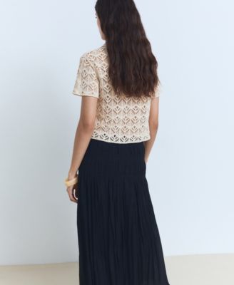 Women's Short-Sleeved Crochet Sweater