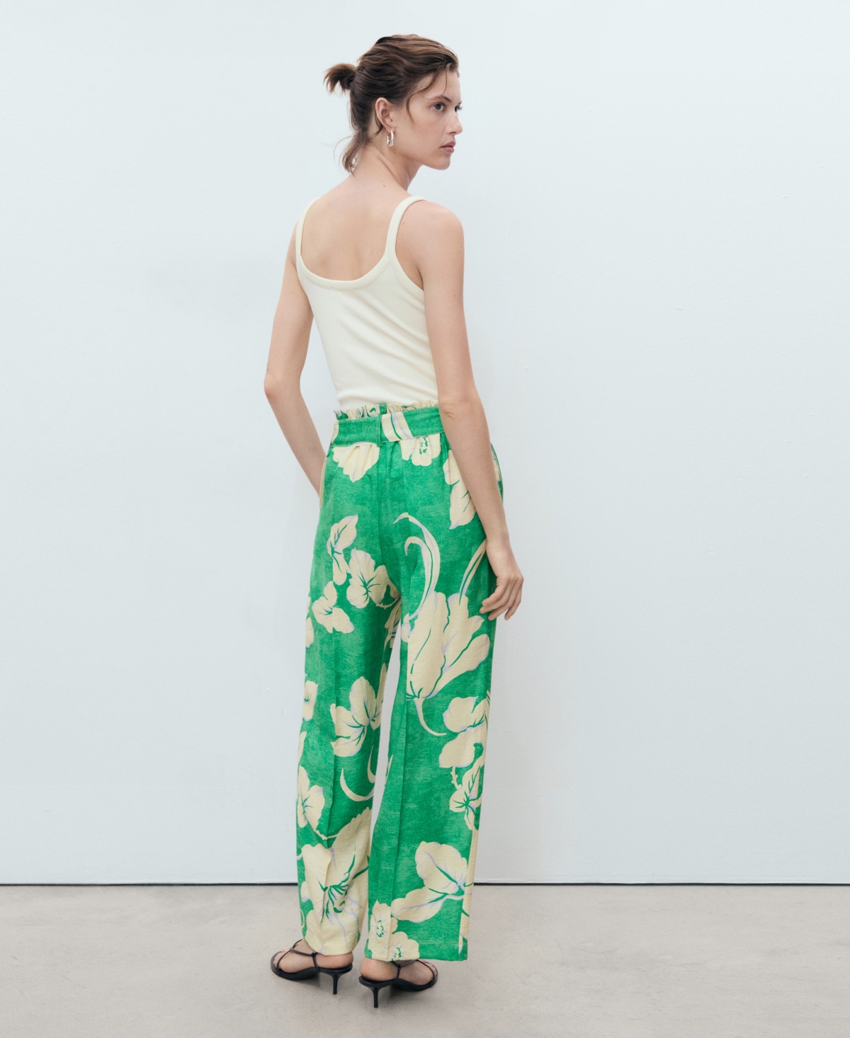 Mango Floral Belted Pants In Multi